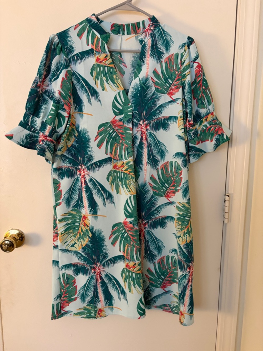Tropical Palm Print Shift Dress